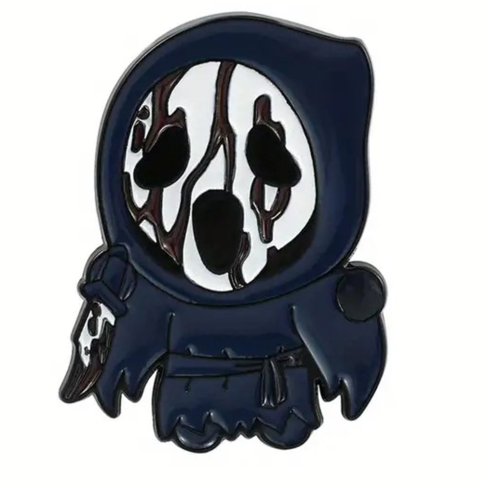 Ghost Face Pin Scream Mask Enamel Horror Movie Metal Charm Scary Creepy Emo